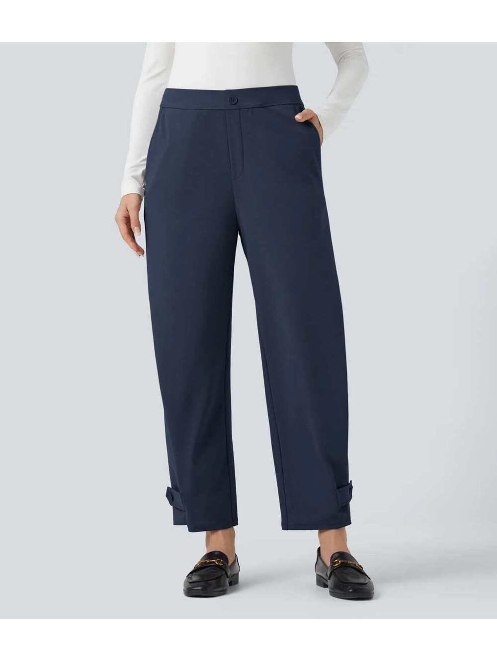Halara Flex DayStretch Mid Rise Adjustable Pant Width Work Tapered Pants Size S - Picture 6 of 9